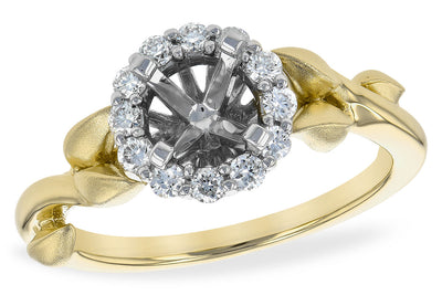 Leaf Diamond Halo Ring Setting