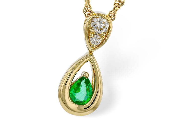 Pear Shape Natural Emerald Necklace