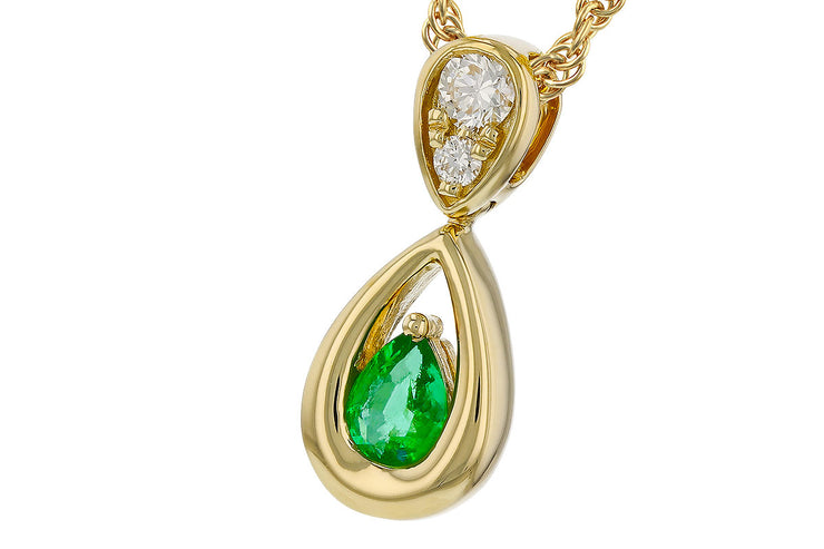 Pear Shape Natural Emerald Necklace