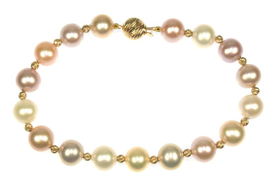 9mm Pink and White Cultured Pearl Bracelet