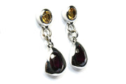 Rhodalite Garnet and Citrine Drop Earrings