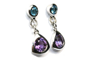 Amethyst and Blue Topaz Drop Earrings