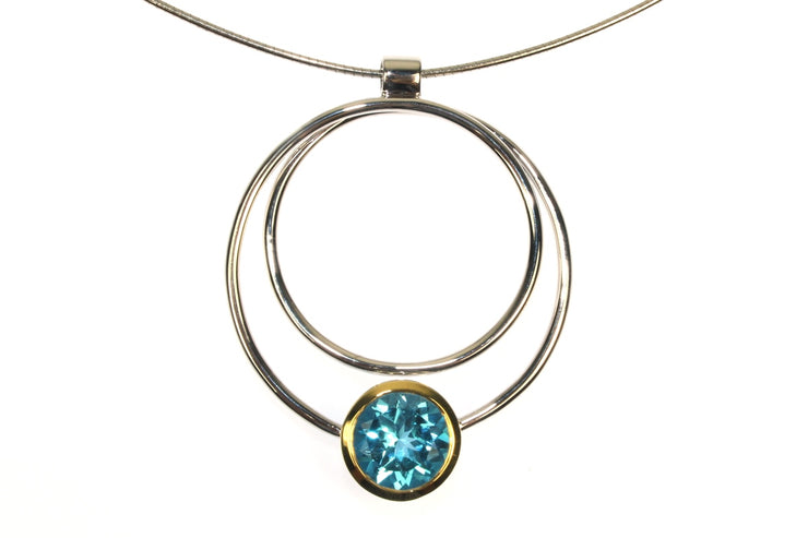 Blue Topaz Circle Necklace