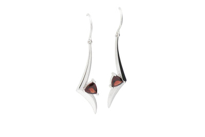 Garnet Kite Shaped Dangle Earrings