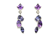 Amethyst and Iolite Cascading Gem Earrings