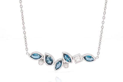 Blue and White Topaz Cascading Gemstone Necklace