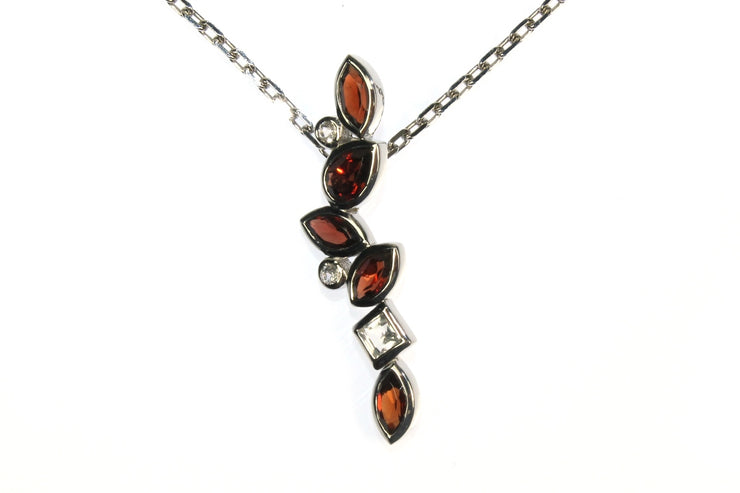 Garnet and Topaz Cascading Gemstone Necklace