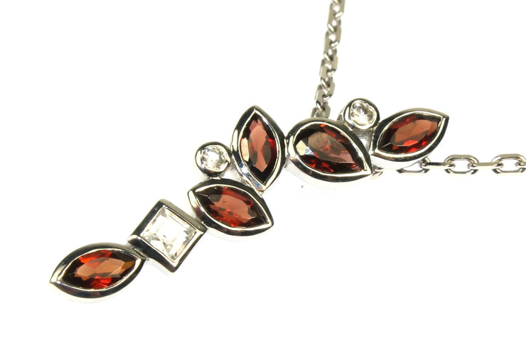 Garnet and Topaz Cascading Gemstone Necklace