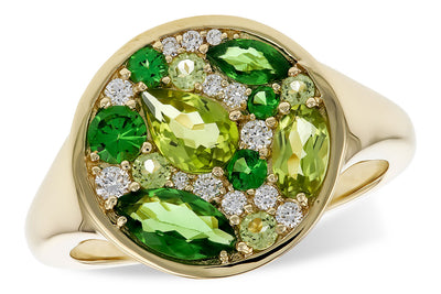 Tsavorite and Peridot Round Ring