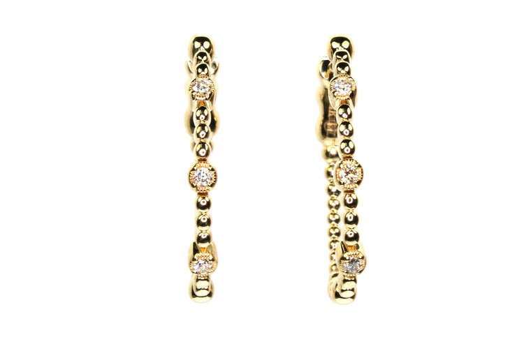 Diamond Station Hoop Earrings