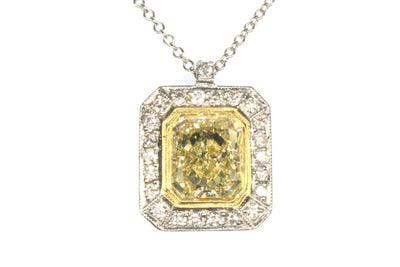 2.29ctw Fancy Yellow and White Diamond Necklace
