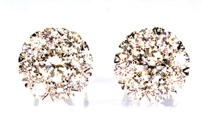 1.12ctw Diamond Cluster Stud Earrings