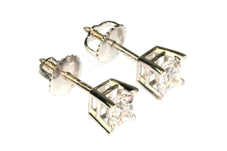 .73ctw Princess Cut Diamond Stud Earring