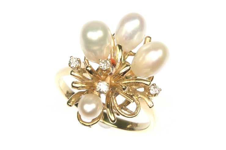 Pearl and Diamond Fashion Ring