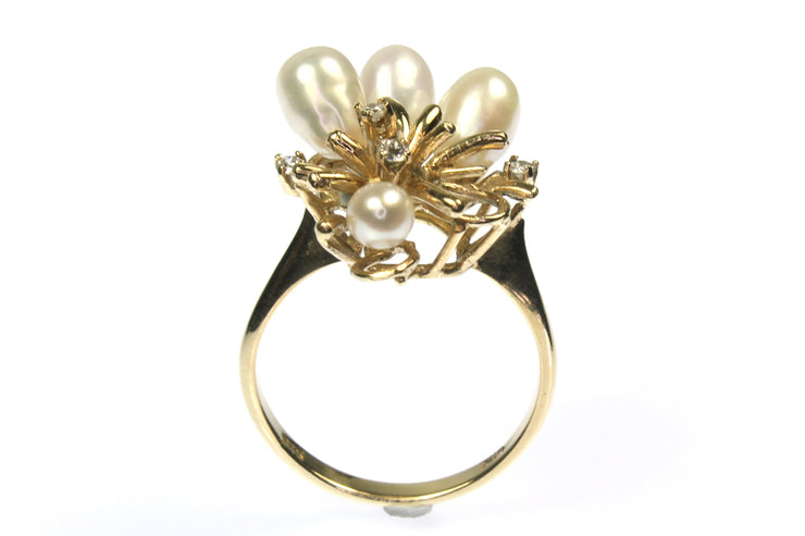 Pearl and Diamond Fashion Ring