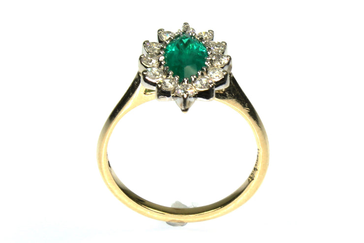 Marquise Emerald and Diamond Halo Ring