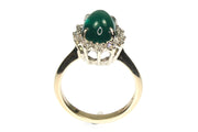 Cabochon Emerald and .24ctw Diamond Halo Ring