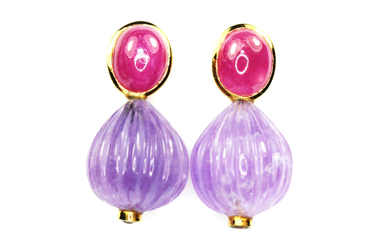 Amethyst and Ruby Earrings