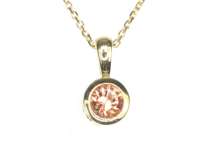 Round Oregon Sunstone Bezel Set Necklace