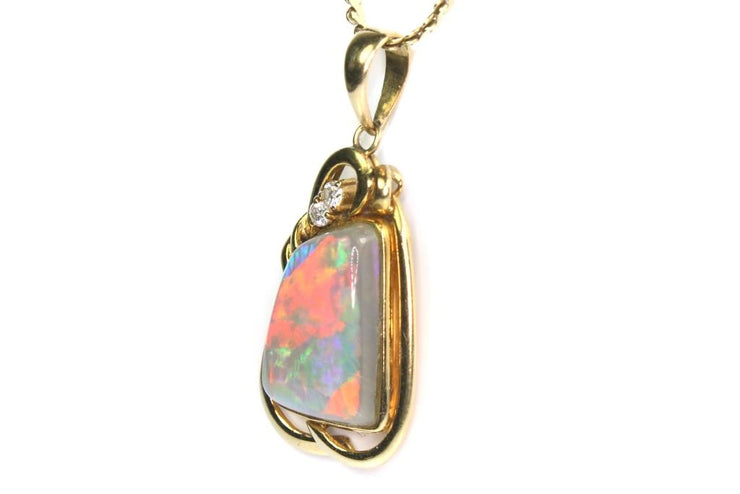 Freeform Opal and Diamond Necklace