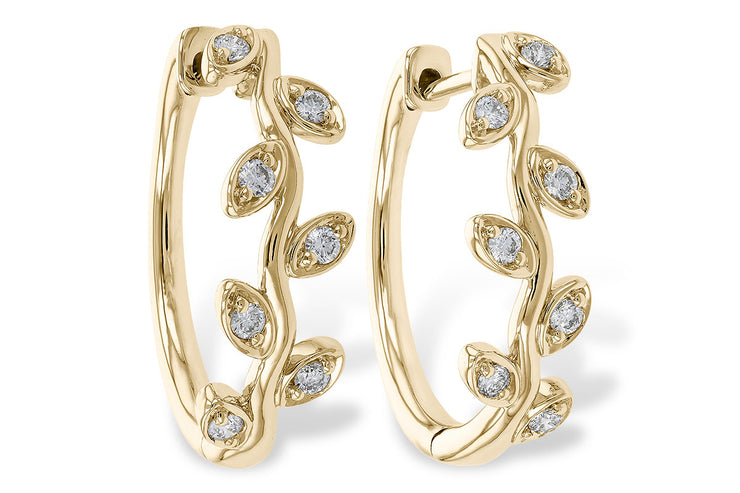 Diamond Leaf Style Hoop Earrings