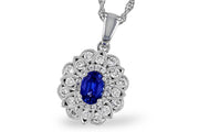 Blue Sapphire and Diamond Necklace