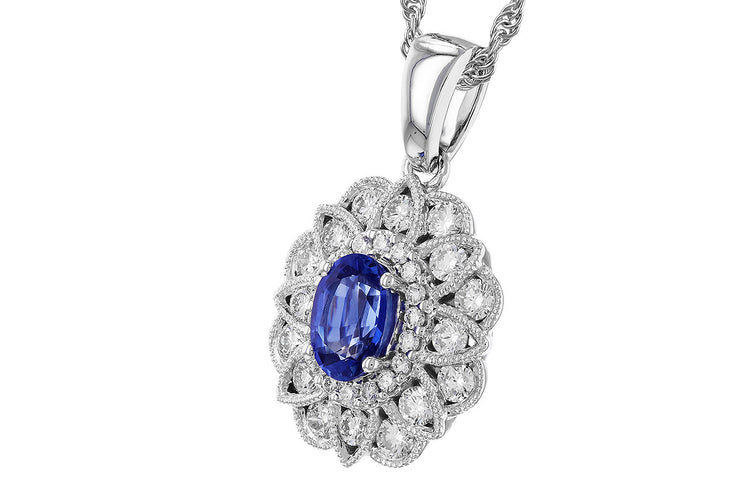 Blue Sapphire and Diamond Necklace