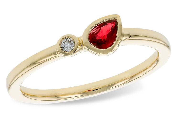 Pear Ruby and Diamond Ring