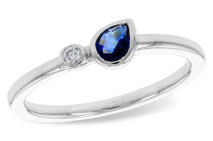 Pear Shape Blue Sapphire and Diamond Ring