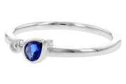 Pear Shape Blue Sapphire and Diamond Ring