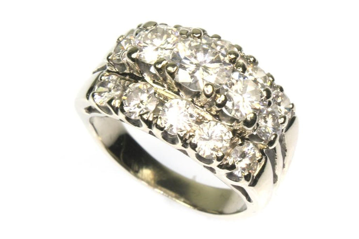 3.40ctw Three Row Diamond Ring