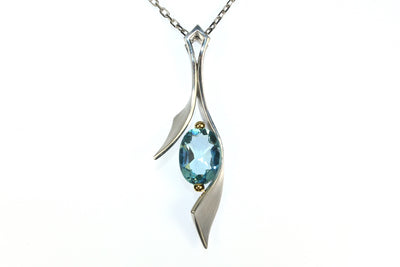 Oval Blue Topaz Necklace