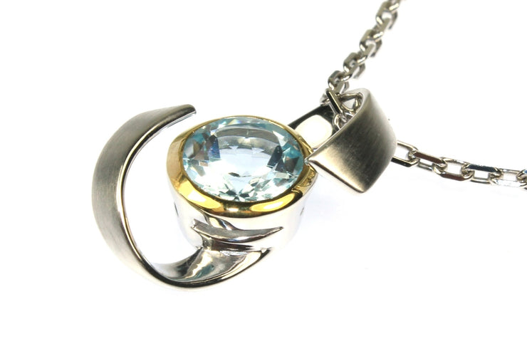 Sky Blue Topaz Swirl Necklace
