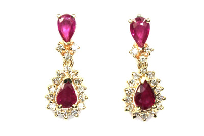 Ruby and Diamond Drop Earrings