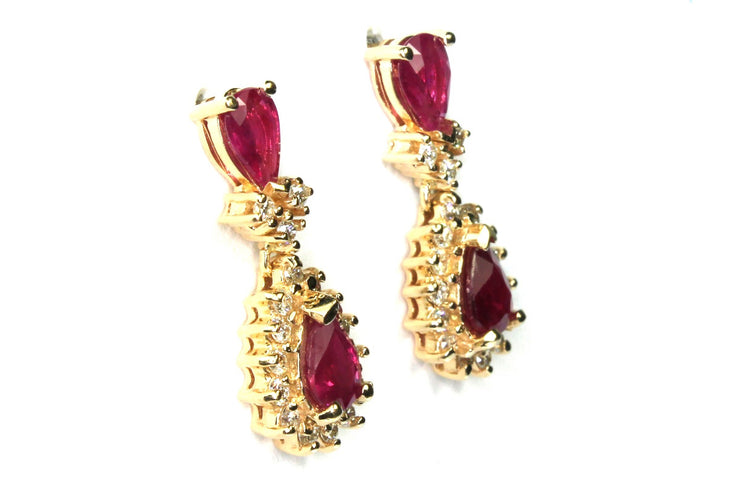 Ruby and Diamond Drop Earrings
