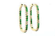 Diamond and Emerald Hoop Earrings
