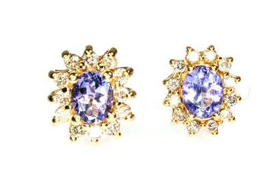 Tanzanite and Diamond Stud Earrings