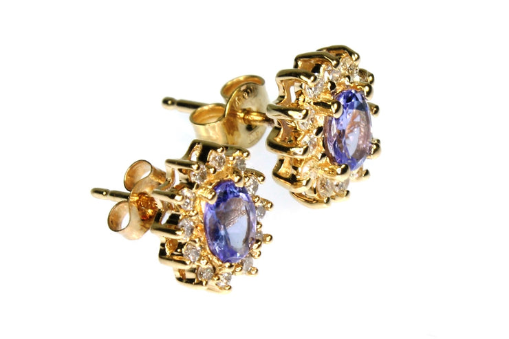 Tanzanite and Diamond Stud Earrings