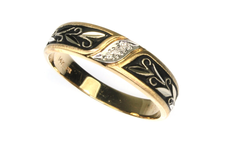 Antiqued Gold and Diamond Band