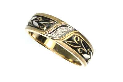 Antiqued Gold and Diamond Band