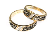 Antiqued Gold and Diamond Band