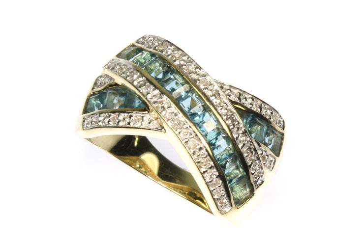 Blue Topaz and Diamond Ring