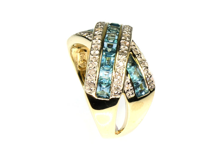 Blue Topaz and Diamond Ring