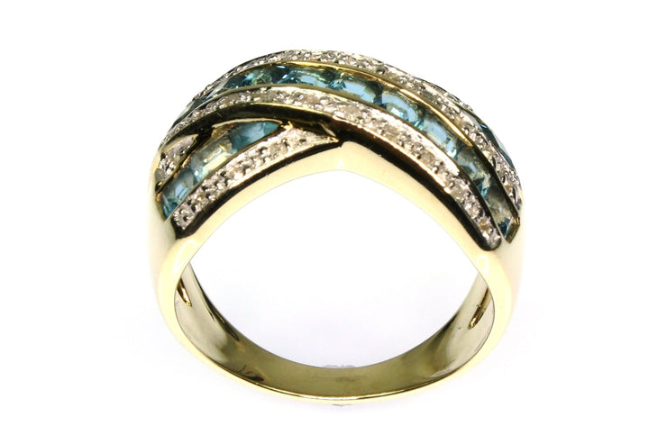 Blue Topaz and Diamond Ring