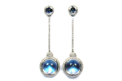 Moonstone & .90ctw Diamond Earrings