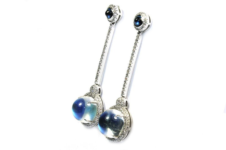 Moonstone & .90ctw Diamond Earrings