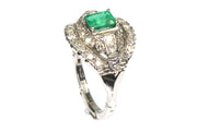 1.05ct Natural Emerald and Diamond Ring
