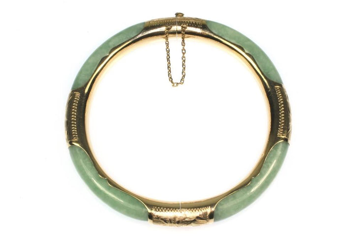 Jade and Gold Bangle Bracelet