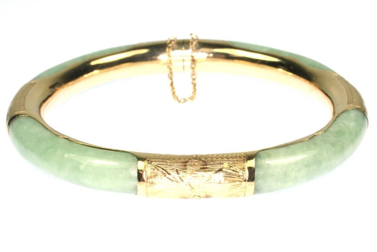 Jade and Gold Bangle Bracelet