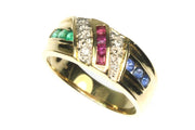 Ruby, Emerald, Sapphire, and Diamond Ring